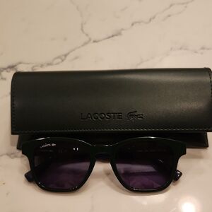 Lacoste Black Leather Sunglasses Case